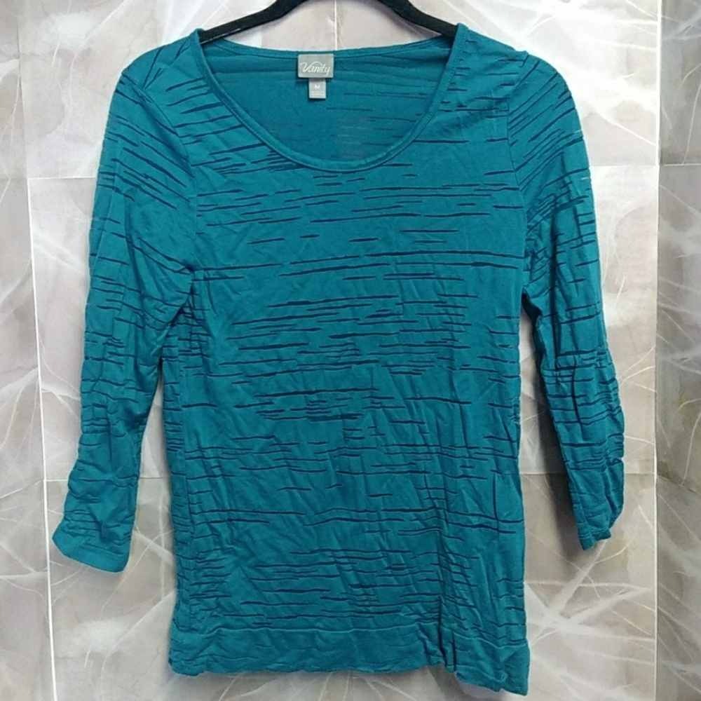 3/$10 Teal Vanity Quarter Sleeve Top